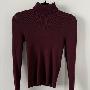 Nine West Ribbed Turtleneck Sweater in Wine